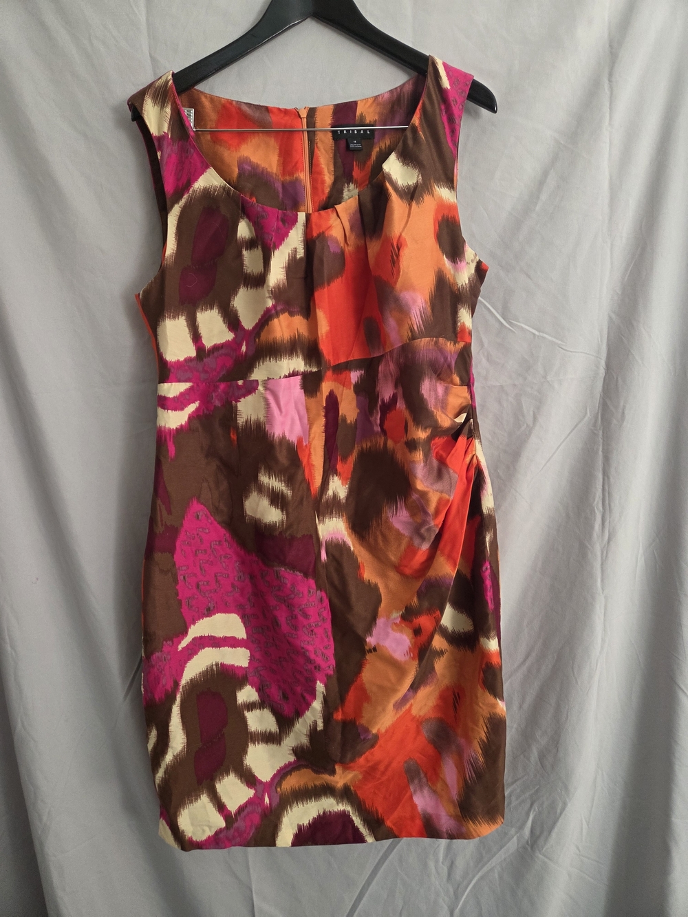 Tribal Multicolor Sleeveless Sheath Dress - Pink, Orange & Brown